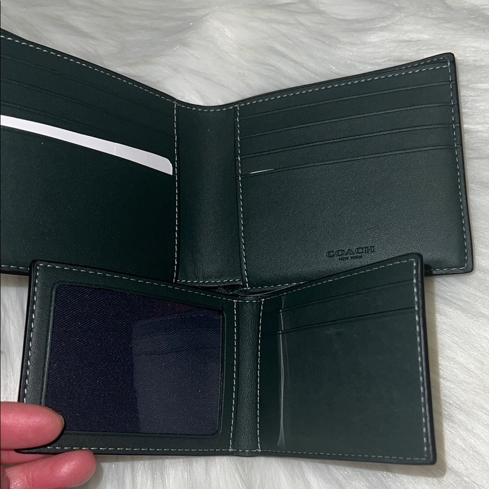 Coach Men's Green and Brown Patterned Wallet - Picture 5 of 6